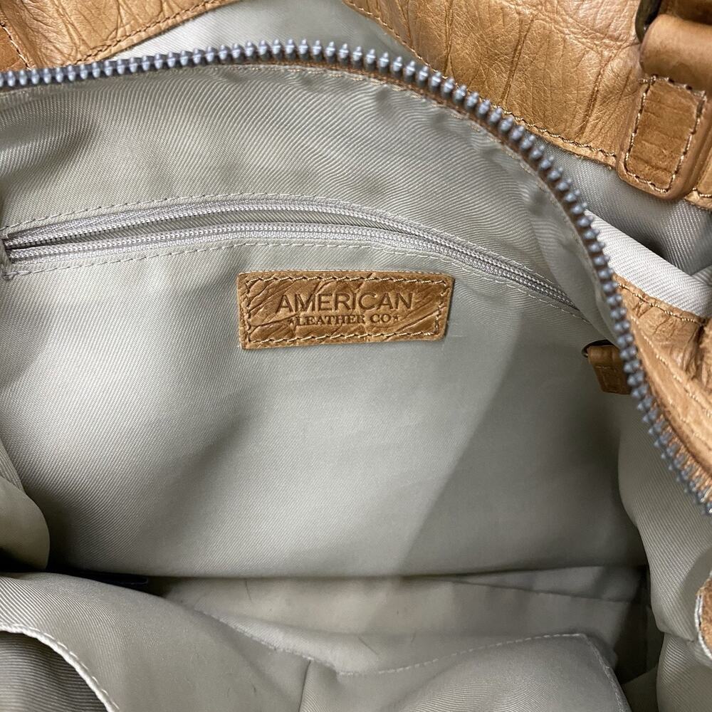 American Leather Co. Lenox Triple Entry Satchel Cafe Latte Debossed Croc Pattern - Picture 5 of 15